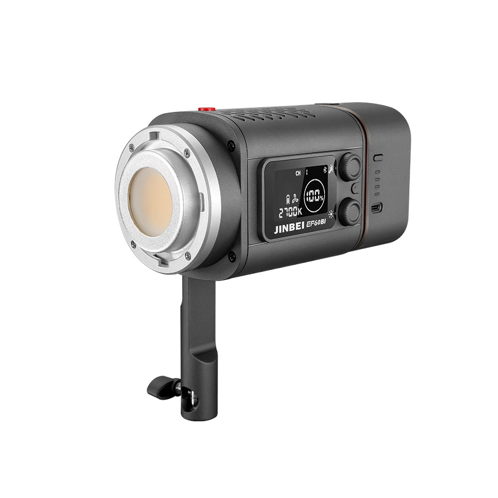 Jinbei EF-60BI tragbare LED-Videoleuchte (mit Reflektor, Zoom-Objektiv, Akku & Transporttasche)