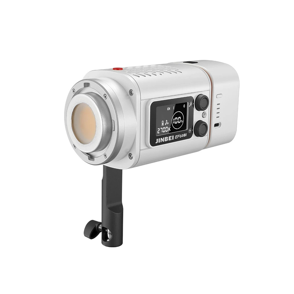 Jinbei EF-60BI tragbare LED-Videoleuchte (mit Reflektor, Zoom-Objektiv, Akku & Transporttasche)
