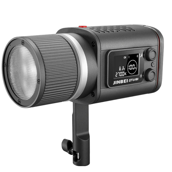 Jinbei EF-60BI tragbare LED-Videoleuchte (mit Reflektor, Zoom-Objektiv, Akku & Transporttasche)