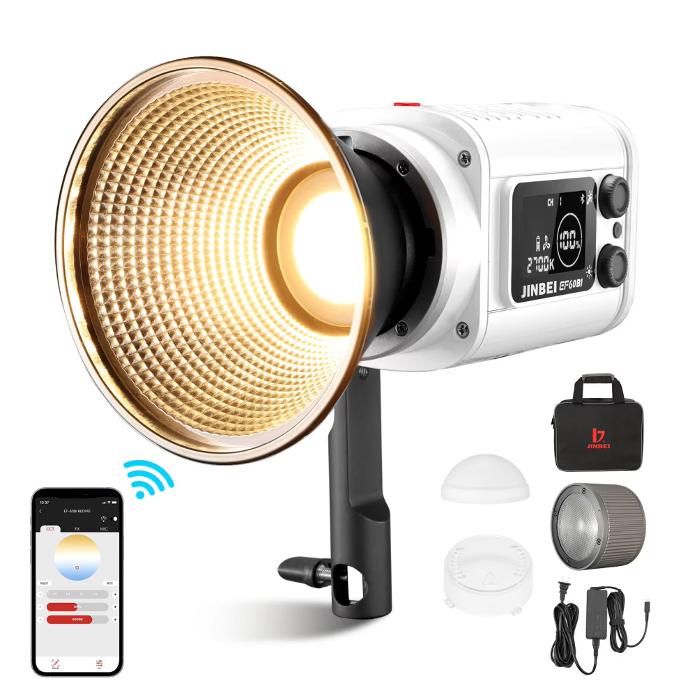 Jinbei EF-60BI portable LED video light (with reflector and zoom lens)