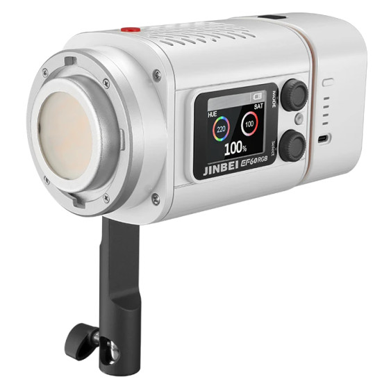 Jinbei EF-60RGB portable LED video light (with reflector, zoom lens, battery & transport bag)