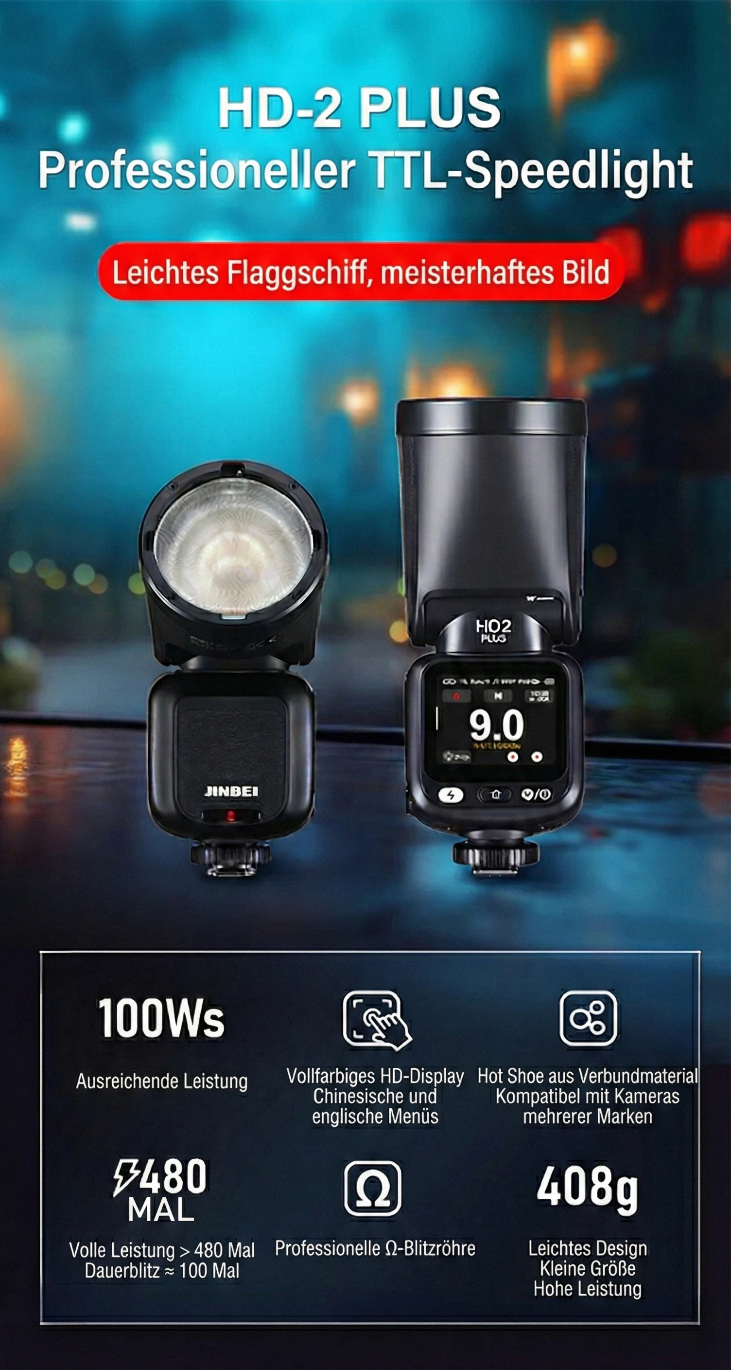 Jinbei HD-2 PLUS speedlight overview