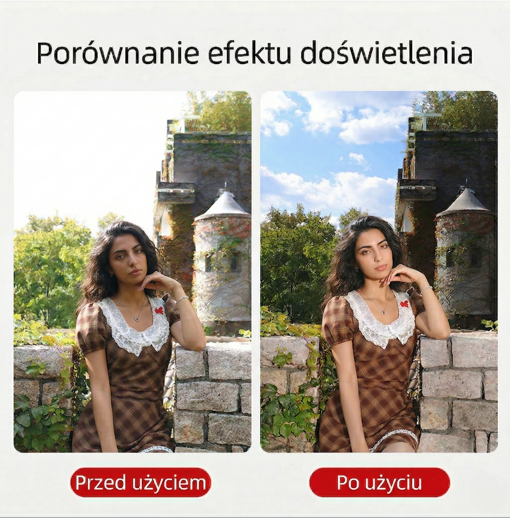 Porównanie doświetlenia przed i po