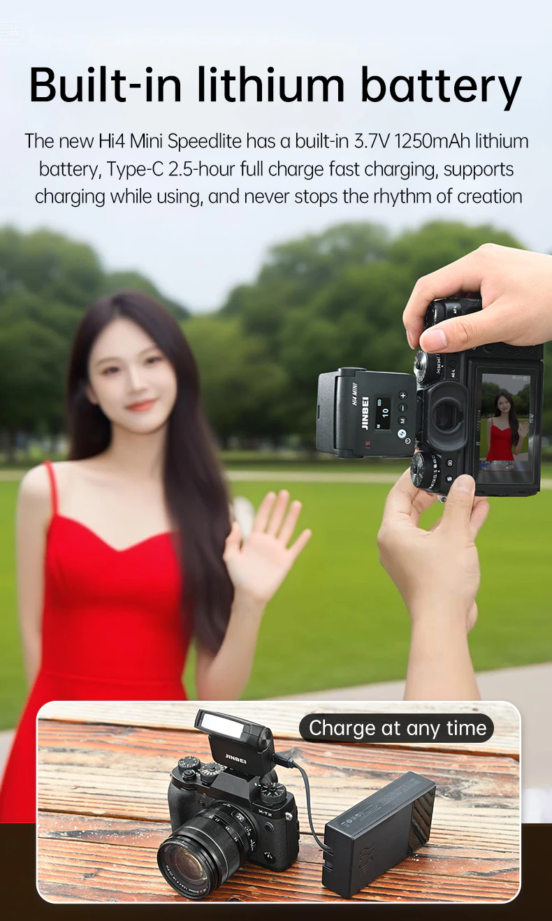 Built-in lithium battery and Type-C charging