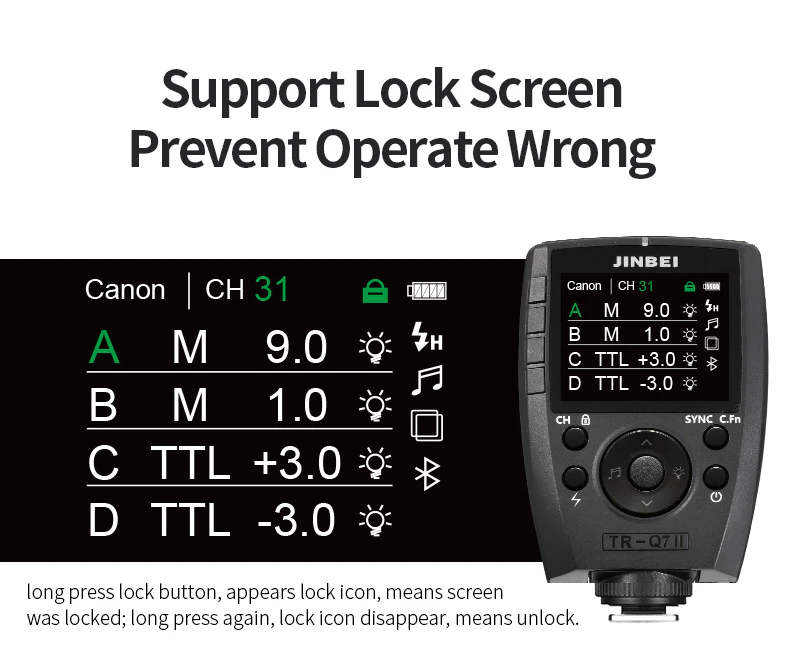 Screen lock function Jinbei TR-Q7 II