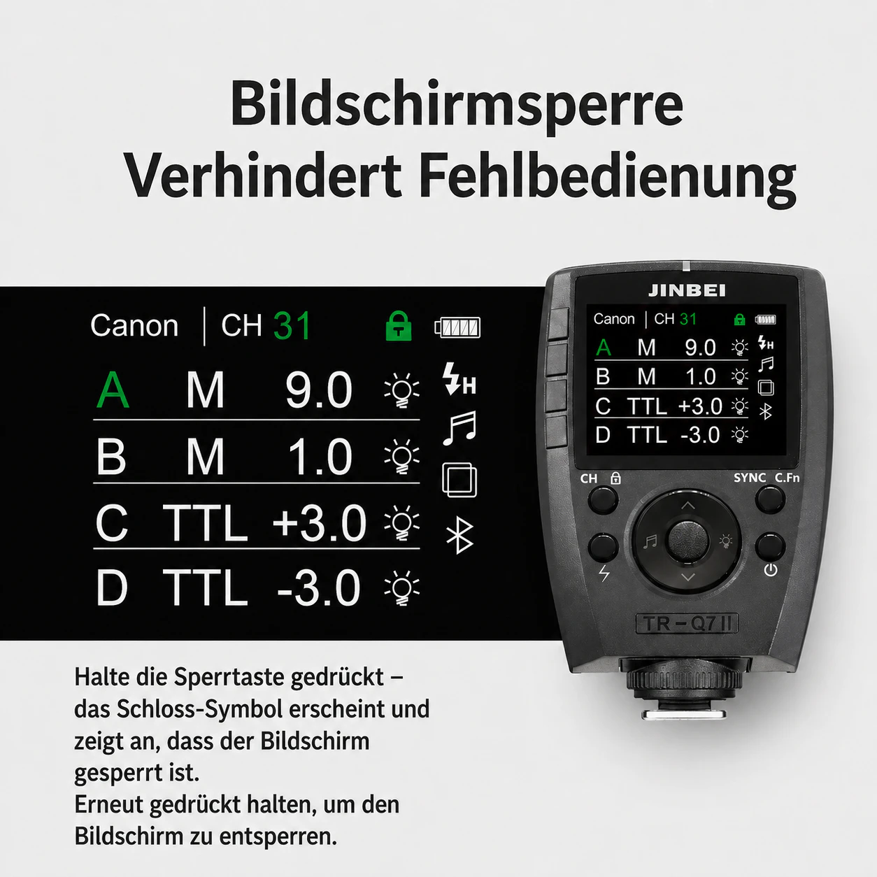 Bildschirmsperre Jinbei TR-Q7 II