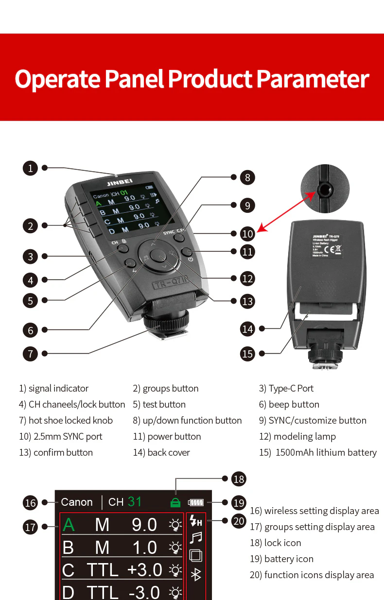 Display and sync port Jinbei TR-Q7 II